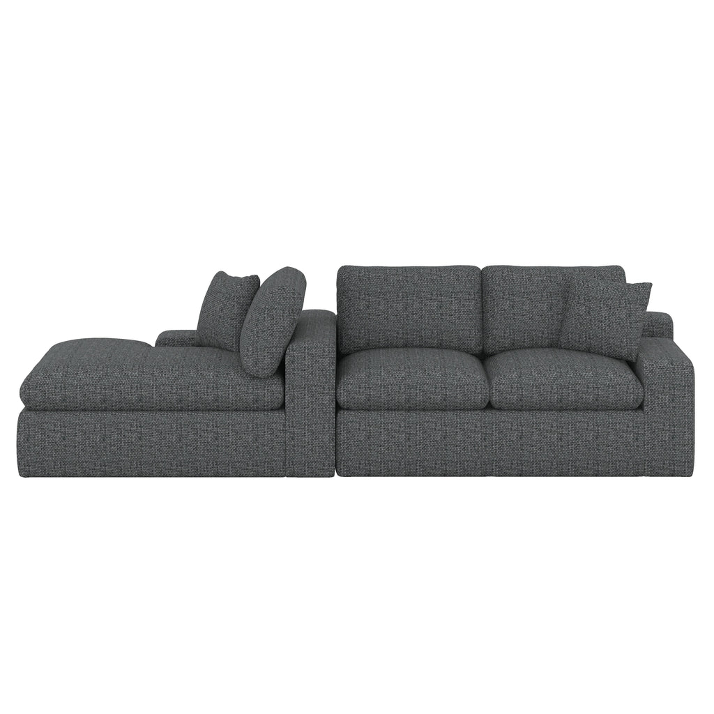 BEBPILOO Modular Chenille 107.9" Sofa with Flexible Configuration, Double - Layer Cushions, Deep Seating & Side Storage Pockets, Full-compressed Sofa for Living Room, Gray