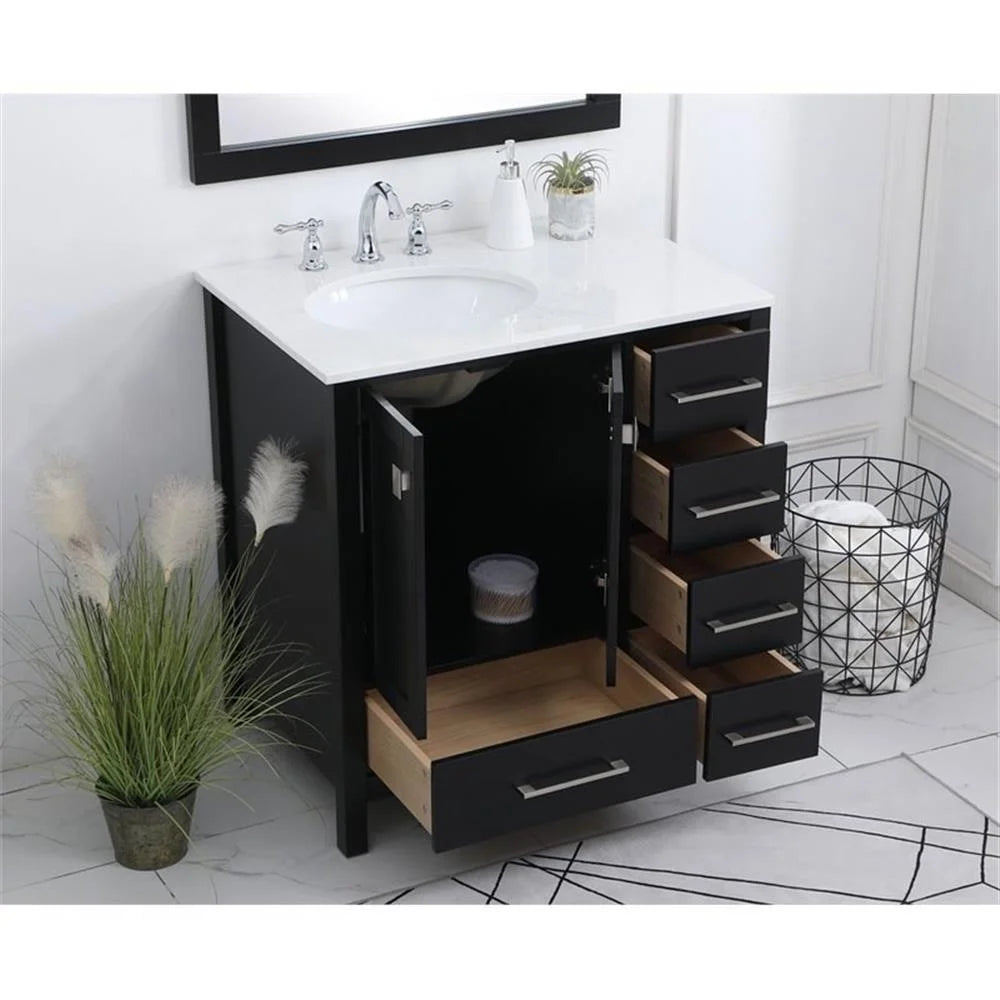 Elegant Decor Irene 32" Solid Wood and Stone Single Bathroom Vanity in White