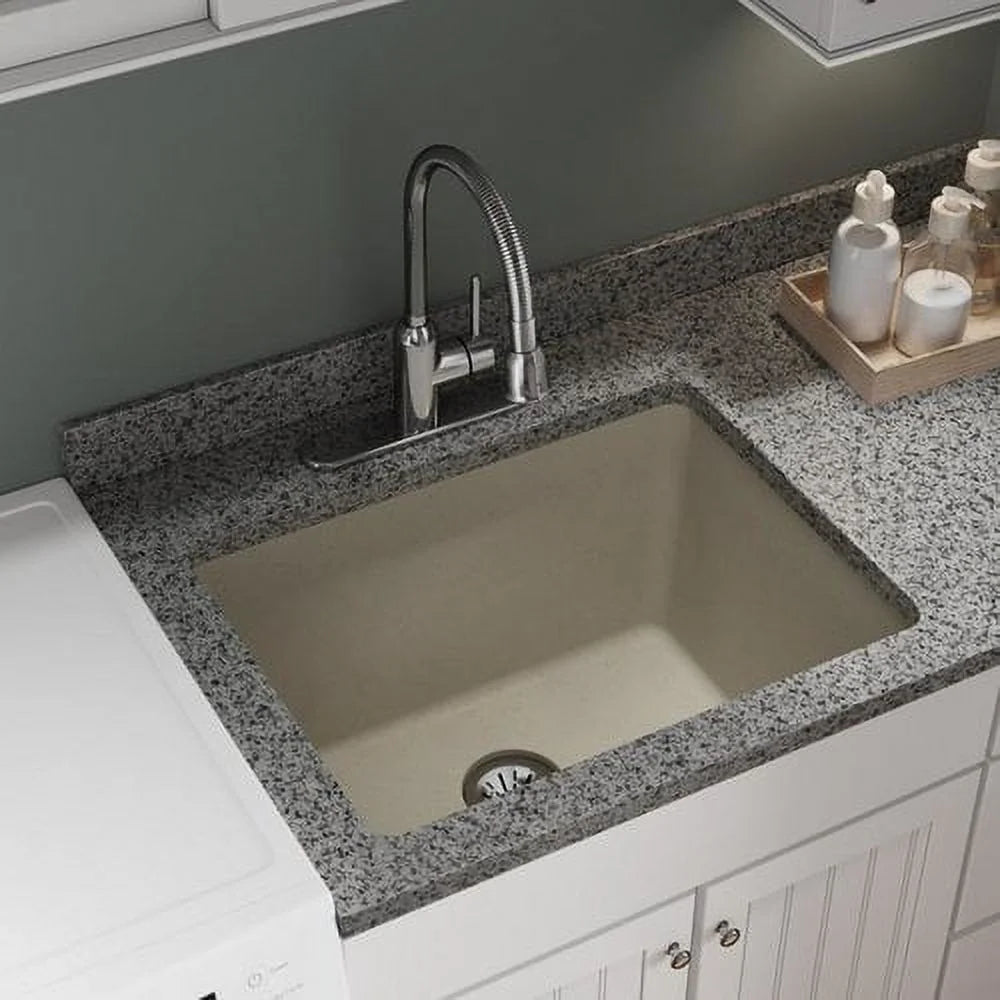 Elkay Quartz Classic 25" x 18-1/2" x 11-13/16", Undermount Laundry Sink with Perfect Drain, White