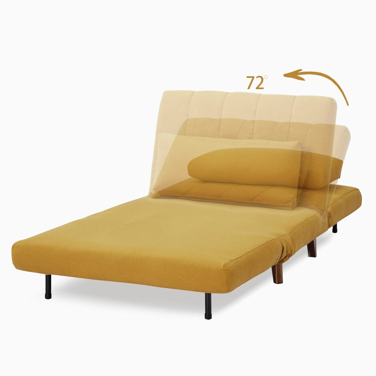 A&D Home Springfield Polyester Convertible Futon Chair, Yellow