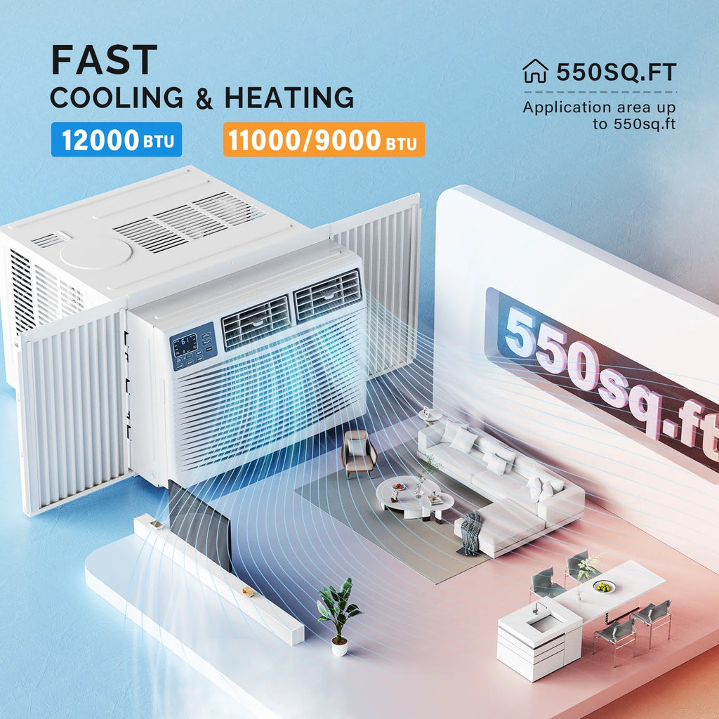 Matladin Window Air Conditioner with Heat, 8000 BTU Window AC Unit & Heater Combo with APP & Voice Smart Control, Timer Function & Easy Installation Kit, 115V/60Hz