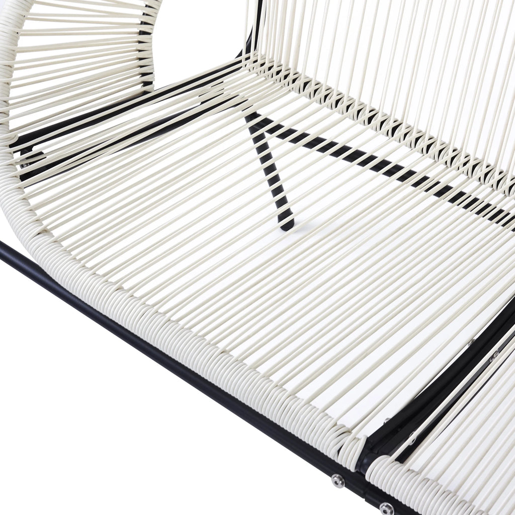 Aspen Modern Outdoor Patio Basket Loveseat, Hammock Weave Design, Metal Frame, Green