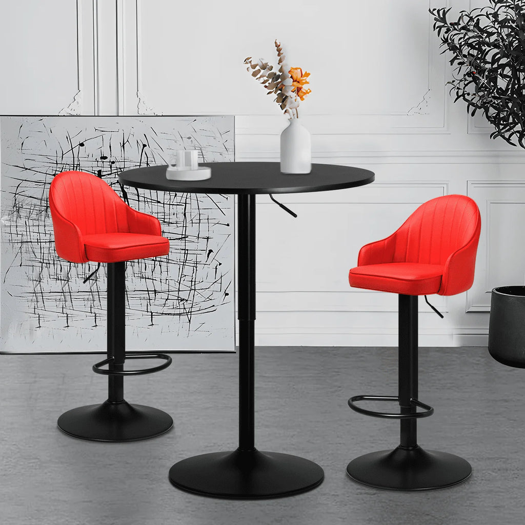 MoNiBloom 3 Piece Bar Table and Chair Set, 31.5" Adjustable-Heigh Pub Table and PU Leather Bar Stools for Home Kitchen