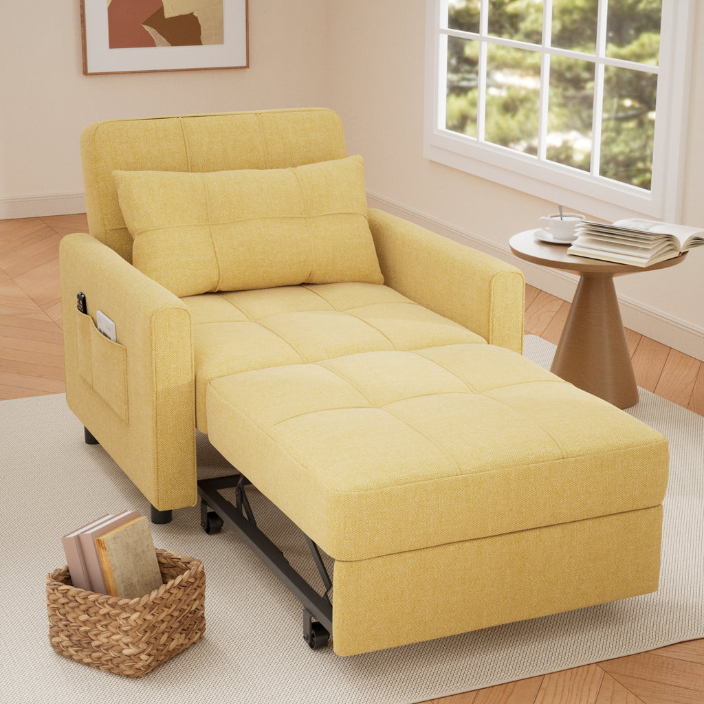 Sofa Bed, Lofka 3-in-1 Convertible Sleeper Sofa with Storage, Adjustable Backrest & Pull Out Function - Sleeper Chair for Small Space, Apartment, Dark Grey