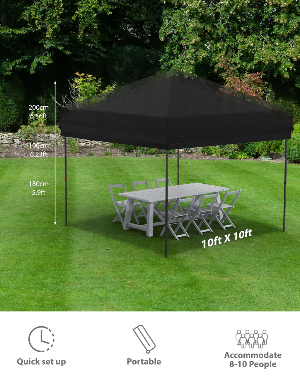 10x10FT/10x20FT Canopy Tent Pop Up Canopy, Commercial Instant Setup Canopy with 210D Fabric, Heavy Duty Commercial Instant Craft Fair Tent for Farmer Market, Vendor, Party, Event