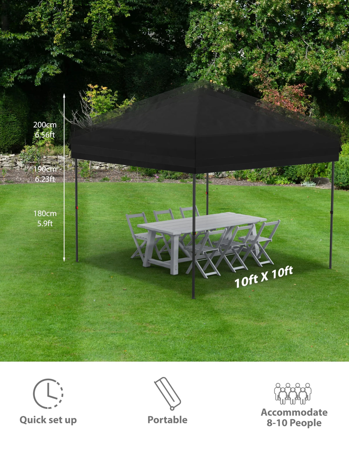 10x10FT/10x20FT Canopy Tent Pop Up Canopy, Commercial Instant Setup Canopy with 210D Fabric, Heavy Duty Commercial Instant Craft Fair Tent for Farmer Market, Vendor, Party, Event