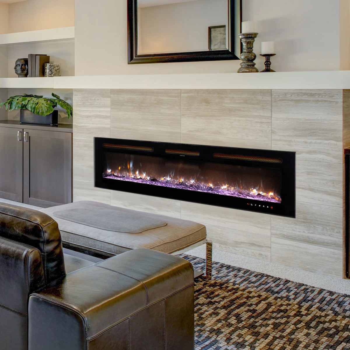 Ktaxon 30" Electric Fireplace, Freestanding/Inserts/Wall Mounted Fireplace Heater with Remote Control, 12 Adjustable Flame Colors, Log & Crystal, 8H Timer for Living Room, Bedroom