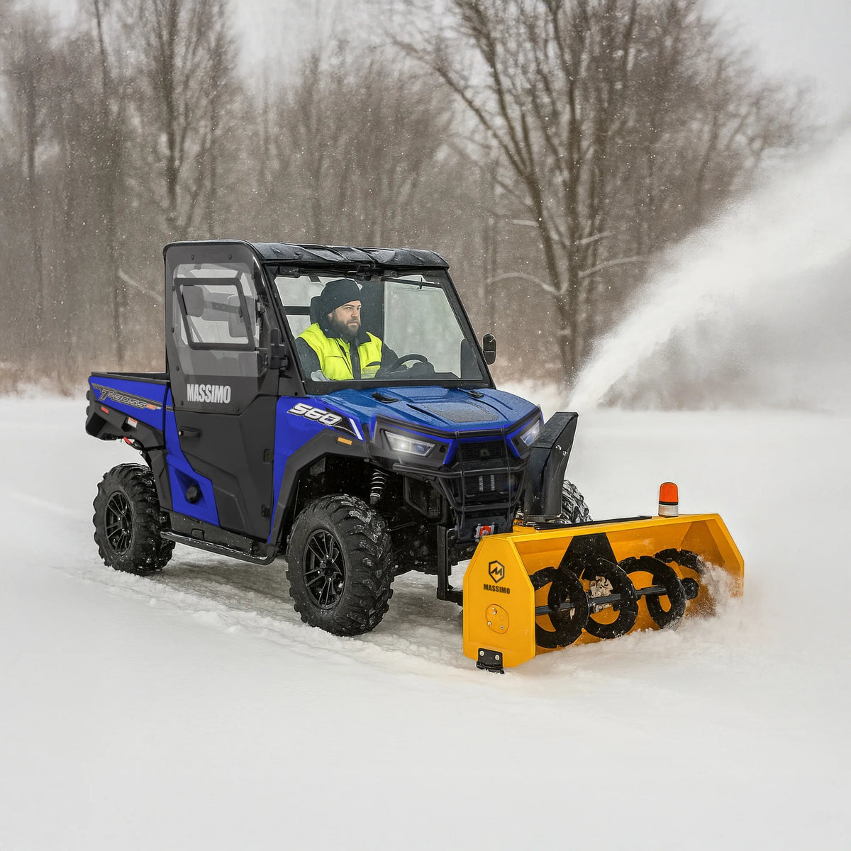 Massimo 60" Snow Blower 2-Stage �C 13HP 420cc Gas Powered UTV/ATV Attachment for Heavy Duty Snow Removal