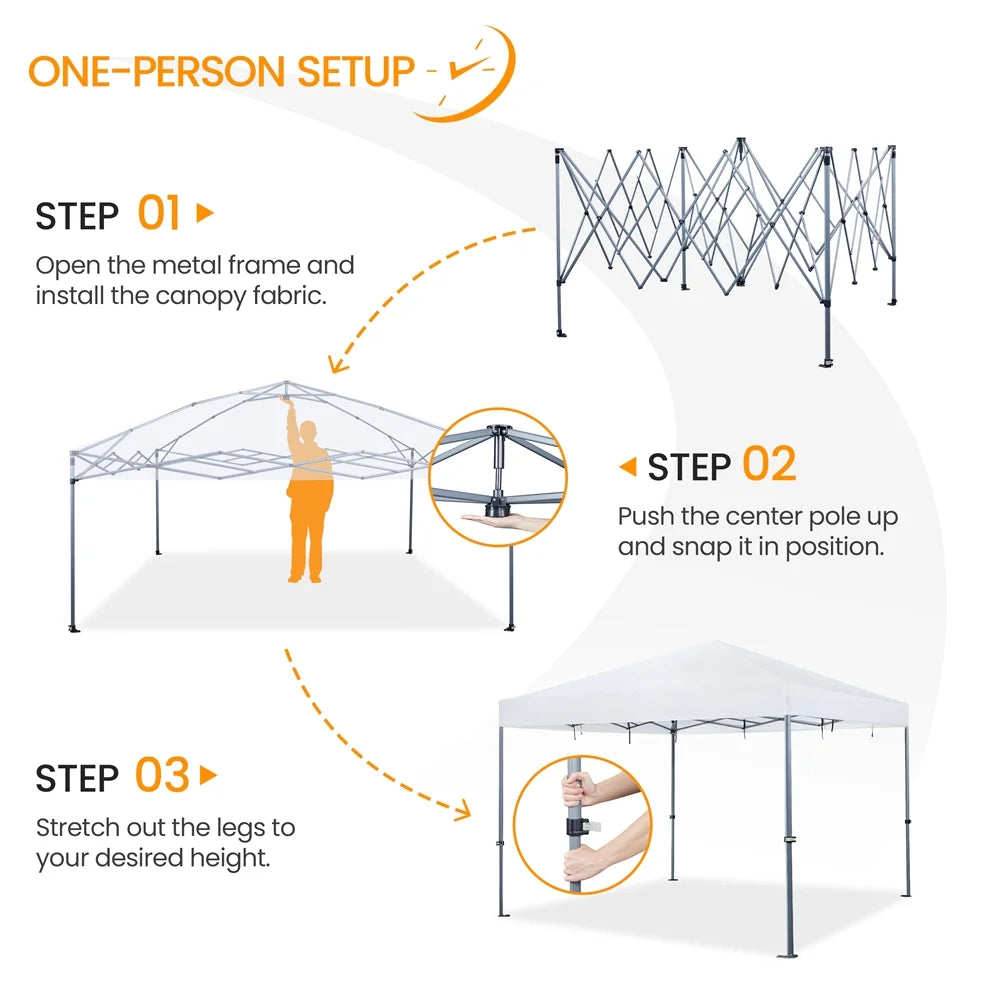 Topeakmart 12x12ft Commercial Pop-up Canopy Tent with Adjustable Height for Outdoor, White