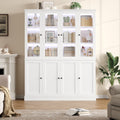 Homfa Kitchen Pantry Cabinet with Glass Doors, 74���� Tall Display Cabinets with LED & Adjustable Shelves for Living Room Office, White