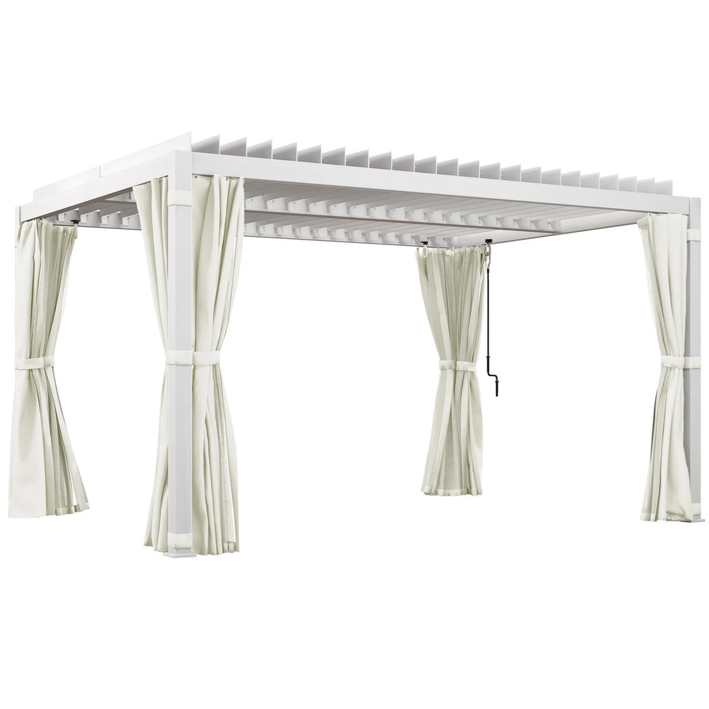 Outsunny 10'x13' Aluminum Pergola with Adjustable Louvered Roof, Gray