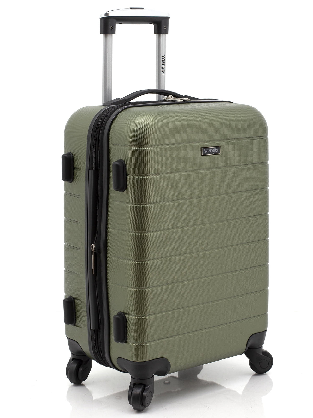 Wrangler 3 Piece Luggage Set with Cup Holder and USB Port, Olive Green