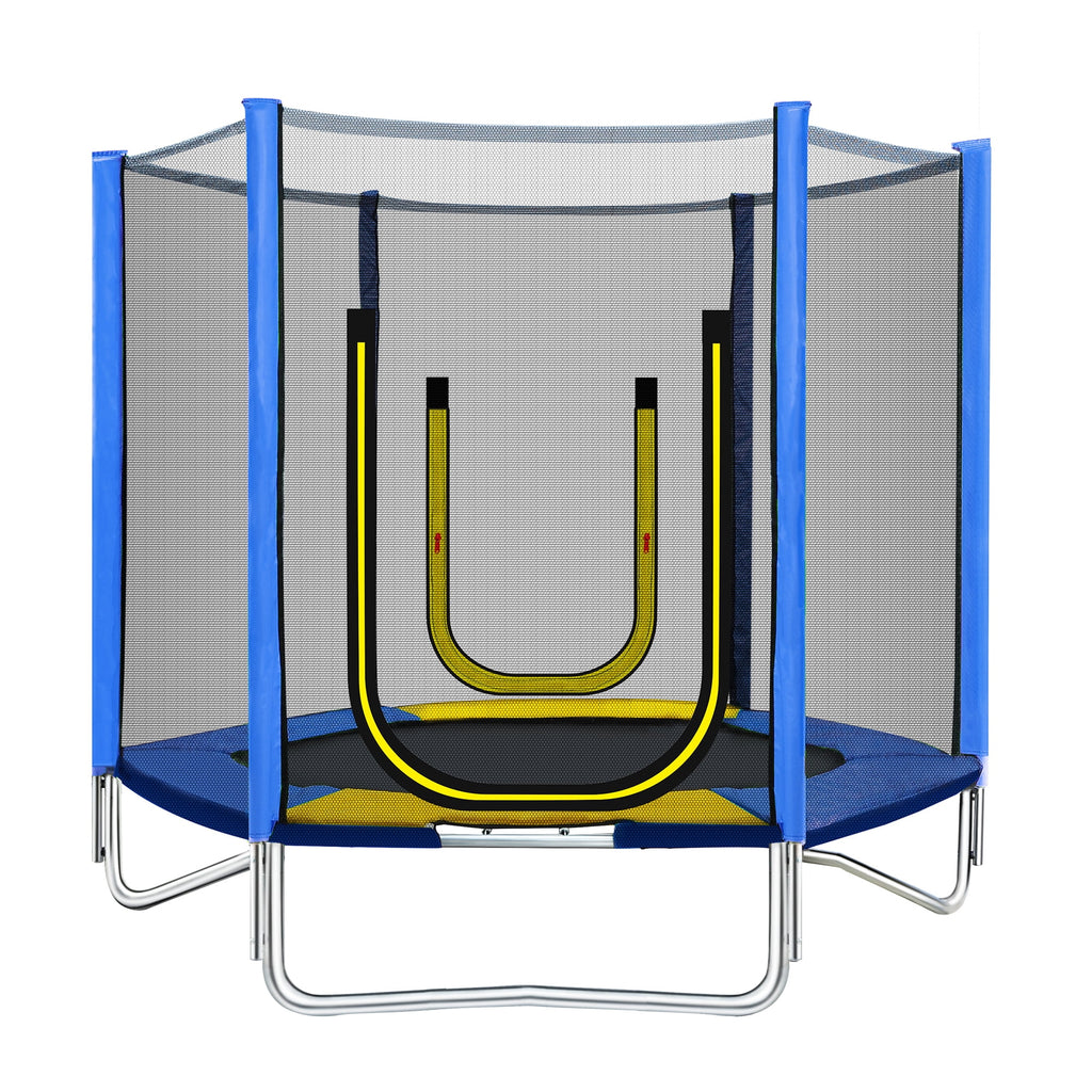 7FT Trampoline for Kids,Outdoor Recreational Trampoline with Safety Enclosure Net,Blue