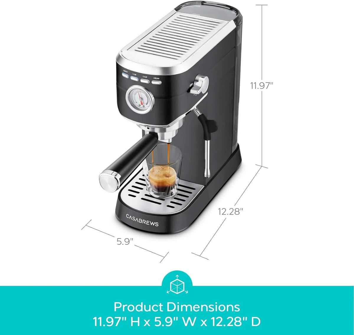 CASABREWS CM5418 20-Bar Espresso Machine and Coffee Maker, Silver
