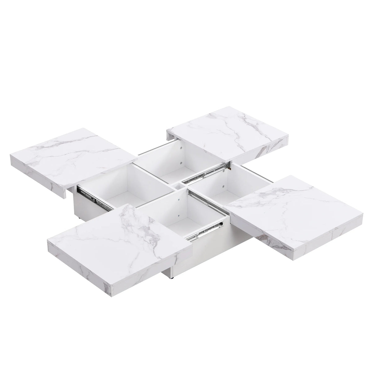 PORKISS Square Coffee Table, Modern Coffee Table with Sliding Top and Storage Space, Cocktail Table with Storage and Grain Veneer Finish, Freestanding Storage Coffee Table for Living Room, Walnut