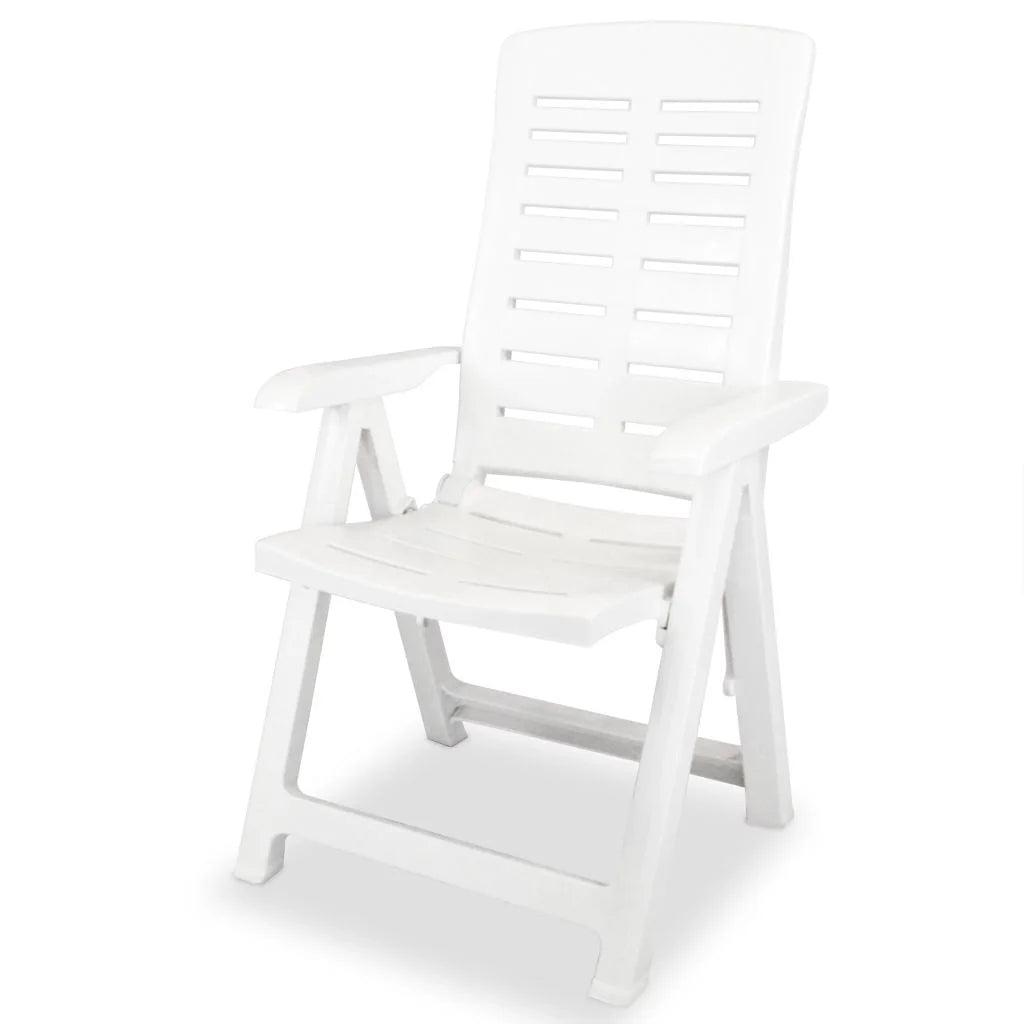 vidaXL Reclining Patio Chairs Outdoor Stack Dining Chair with Armrest Plastic