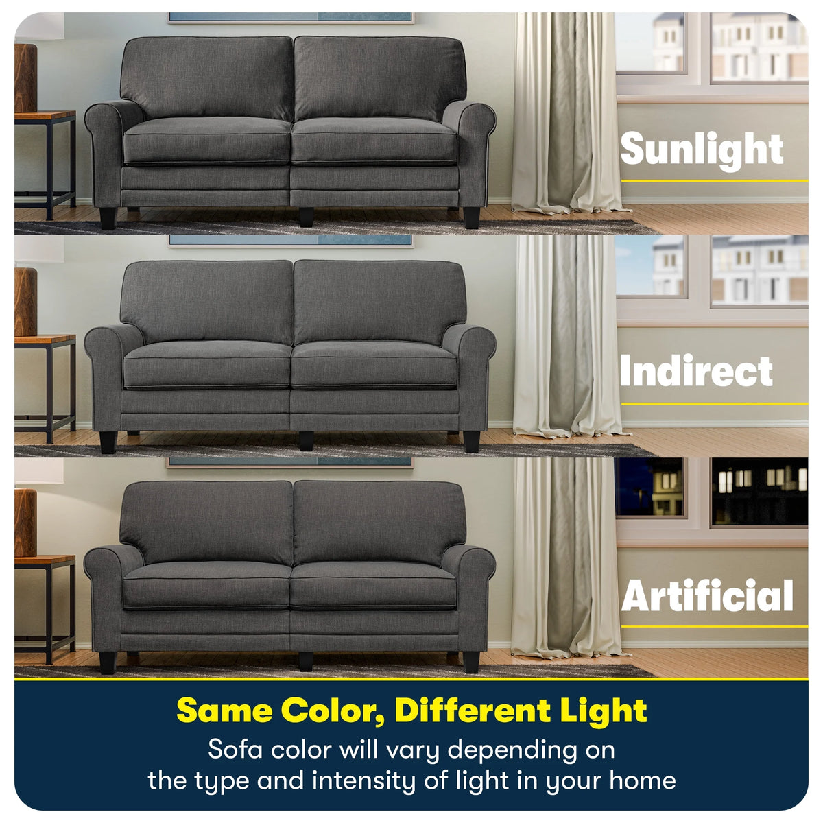 Serta Copenhagen 73" Rolled Arm Sofa with Removable Covers Light Gray