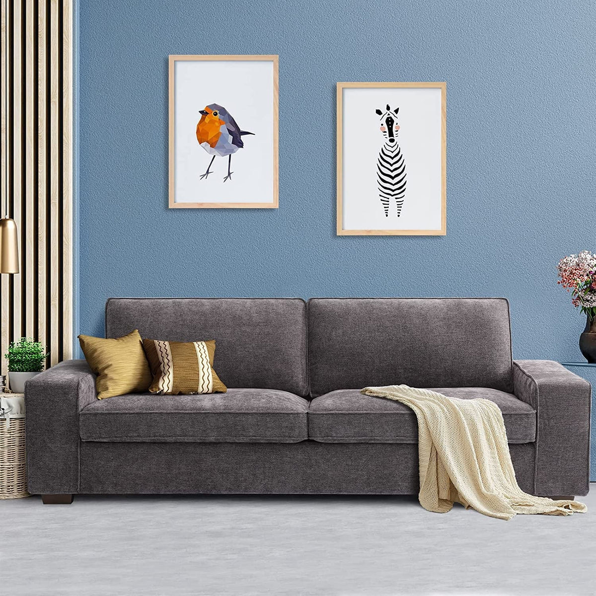 88.58" Modern loveseat Sofas Living Room,Couches Love Seat with Wood Frame for Bedroom, Office, Apartment, Dorm, Studio /Easy, Tool-Free Assembly（Beige）