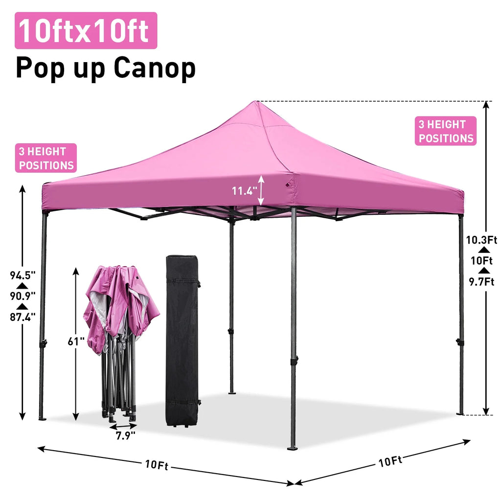 Ainfox 10' x 10'Heavy Duty Pop up Canopy Tent with Sidewalls,Folding Instant Outdoor Gazebo,Sun Shade Tent,Pink