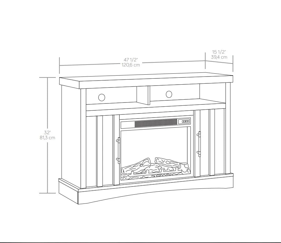 Sauder Entertainment/Fireplace TV Stand for TV's up to 50", Black Finish