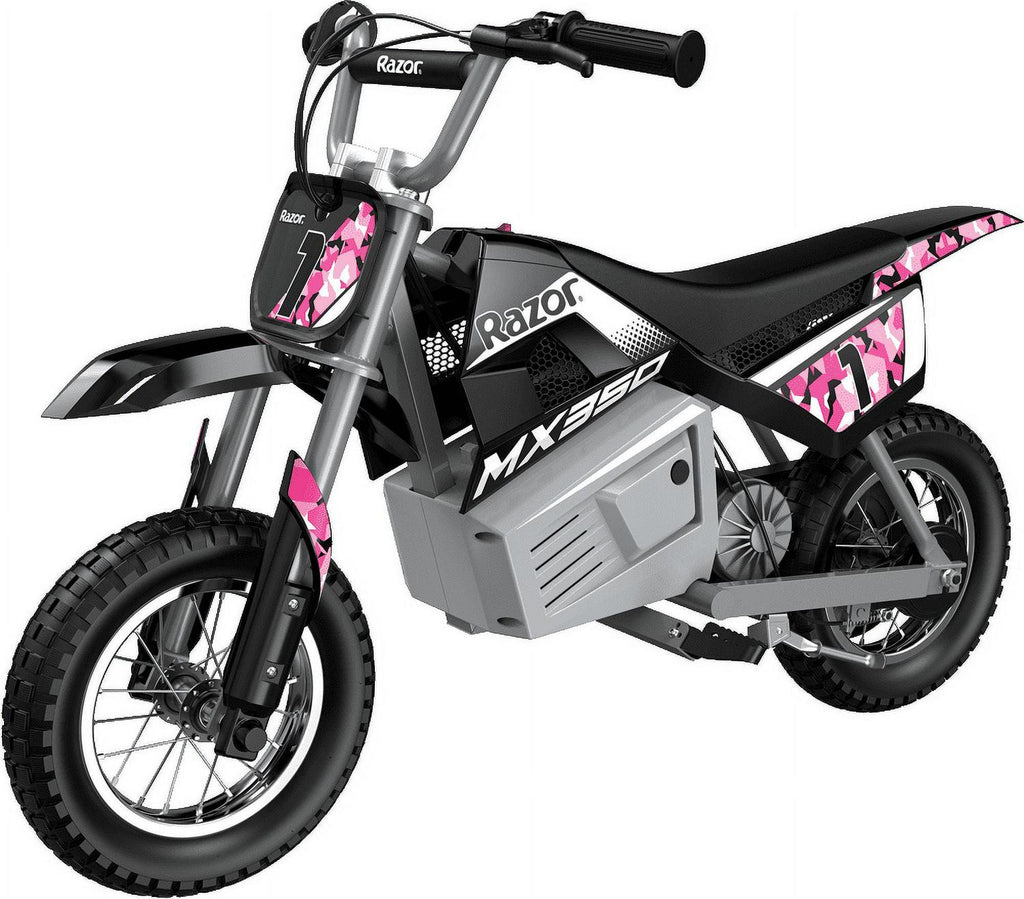Razor Dirt Rocket MX350 - Black with Decals. up to 14 mph. 24V Electric Dirt Bike for Child 8+