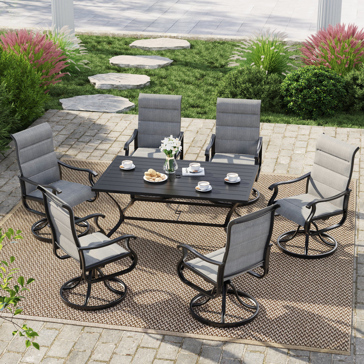 UDPATIO High Back Outdoor Dining Chairs Set of 2, All Weather Swivel Patio Chairs, Breathable Garden Outdoor Furniture for Backyard Deck