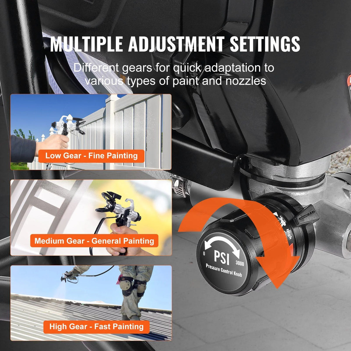 Stand Airless Paint Sprayer 3000 PSI 750W Electric High-Pressure Handheld Sprayer for Interior Exterior Walls, Furniture, Fences with Adjustable Speed Control and Extension Pole
