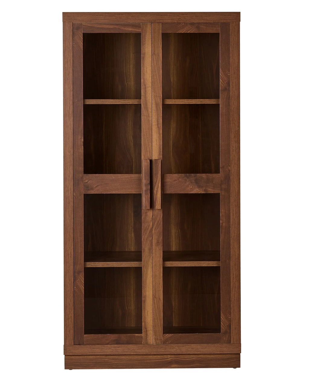 Better Homes & Gardens Ezra Glass Door Storage Accent Cabinet, Warm Walnut finish