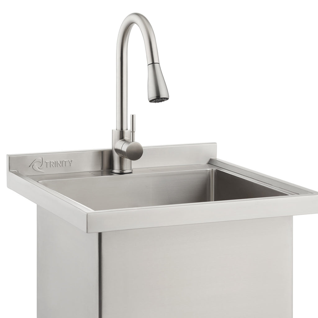 TRINITY 18” x 16” x 13” Stainless Steel Utility Sink with Pull-out Faucet