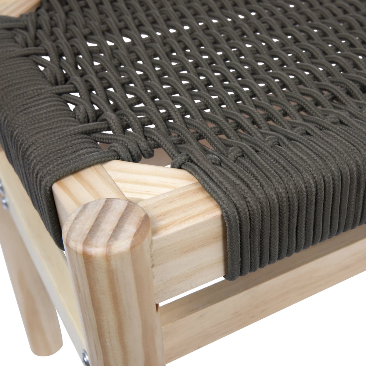 Main + Mesa Fernway Solid Wood and Woven Rope Entryway Bench, Moss Green
