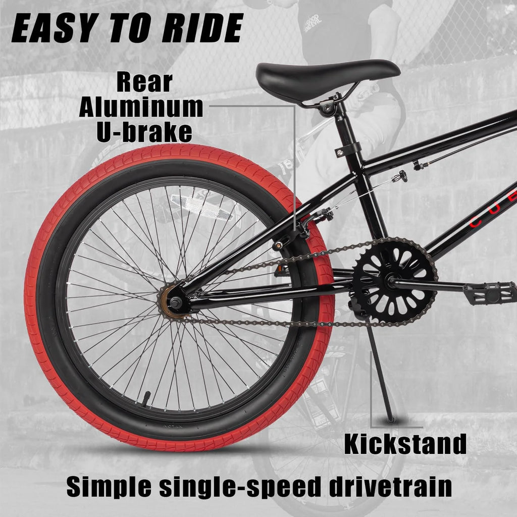 cubsala 20 in Freestyle BMX Kids Bike for Age 6-14 Years Old Boys Girls , Black & Green