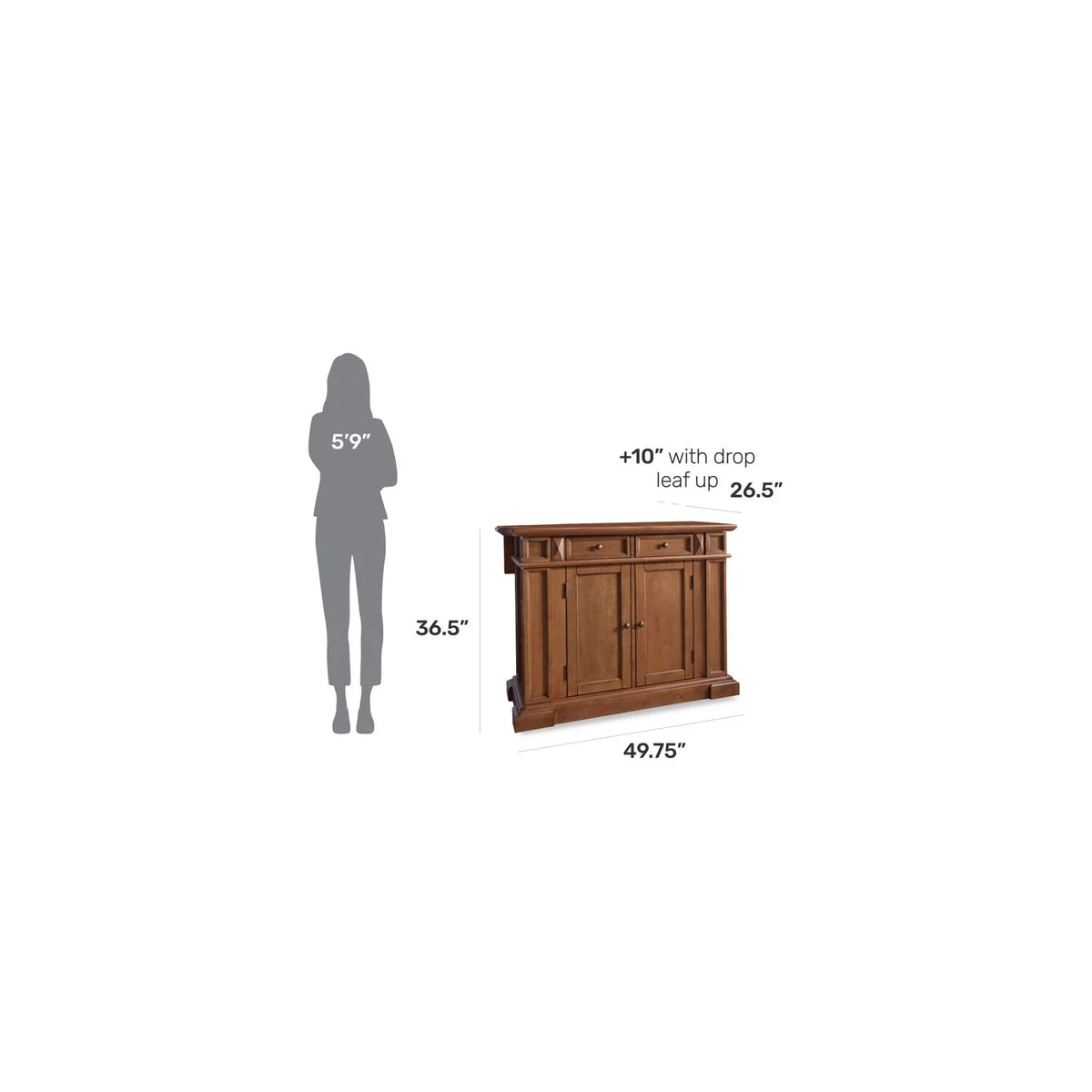 Homestyles Americana Wood Kitchen Island in Black