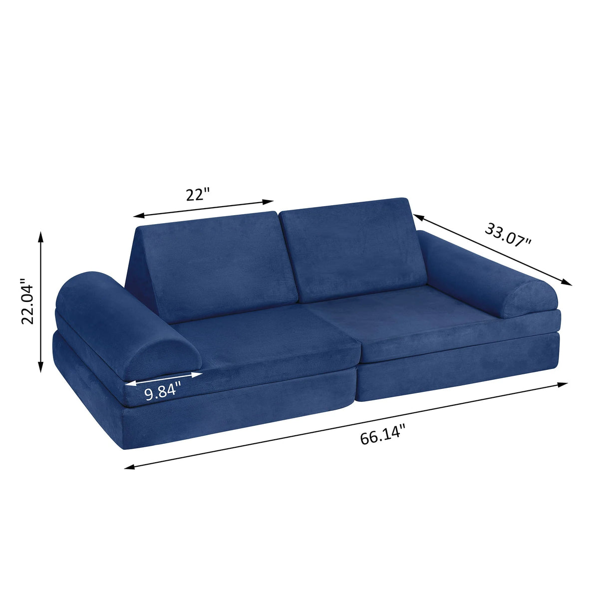 Tolead Play Couch for Kids Imaginative Furniture,6 pcs Kids Couch, Modular Sectional Sofa, Playhouse Play Set for Toddlers Babies, Girls and Boys Playroom Floor Sofa, Large, Navy Blue