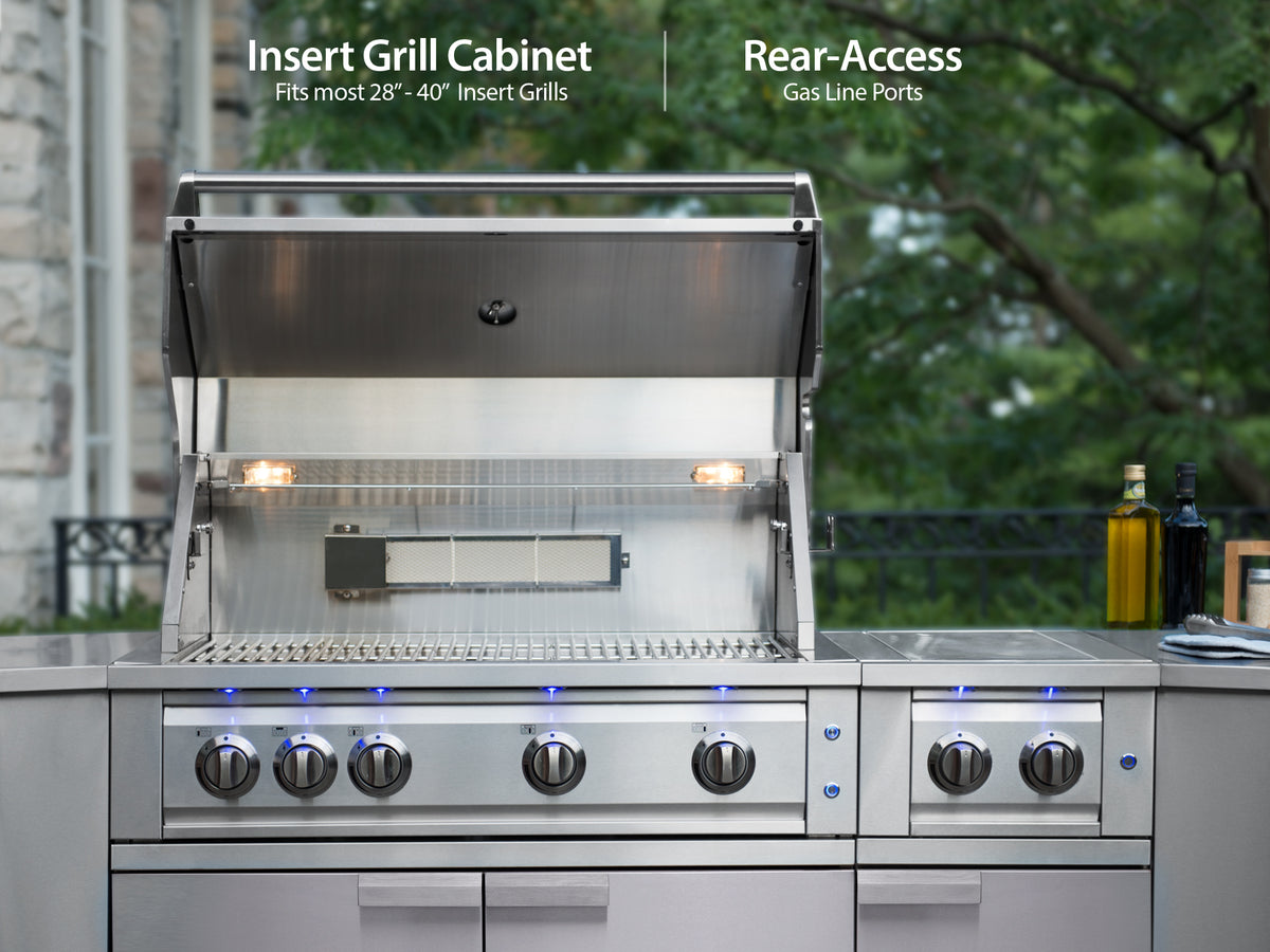 NewAge Products Outdoor Kitchen 4 Piece Cabinet Set in Stainless Steel with Countertop and Covers