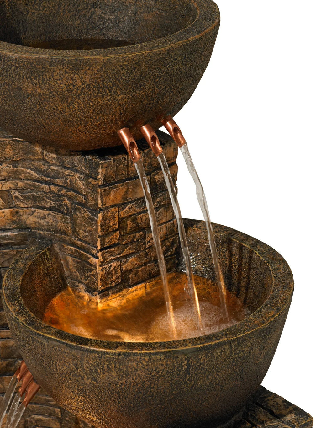 John Timberland Outdoor Floor Water Fountain Three Bowl Floor Cascade 35" for Yard Garden Lawn