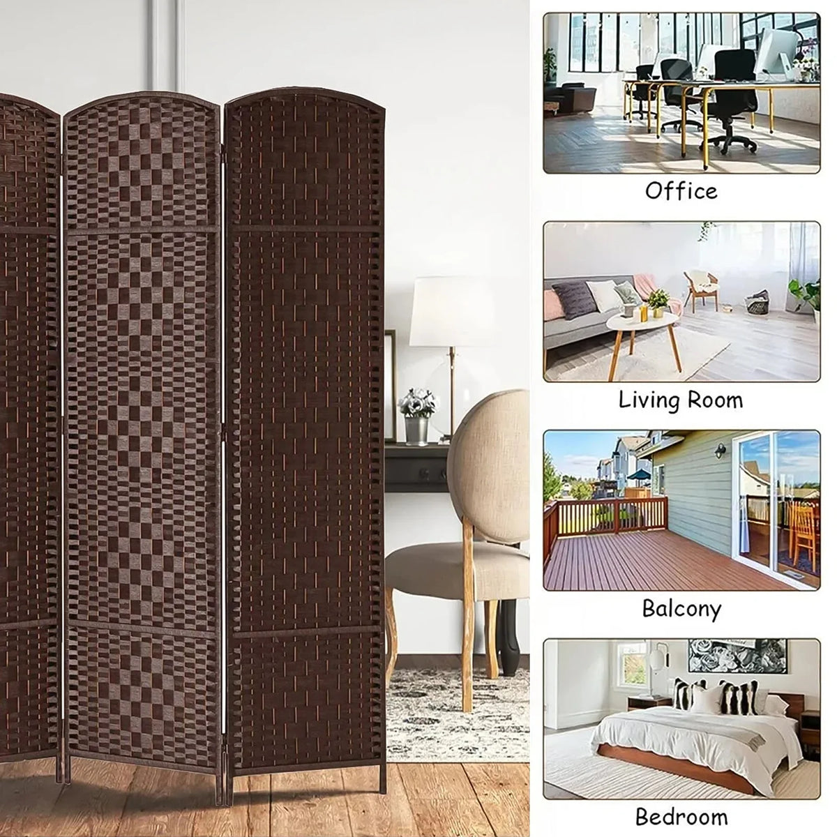 3-Panel Room Divider, 6 ft Office Partition Walls Wood Divider Folding Portable Privacy Screen, Room Dividers and Folding Privacy Screens for Home, Room Separator Wall Dividers,Black