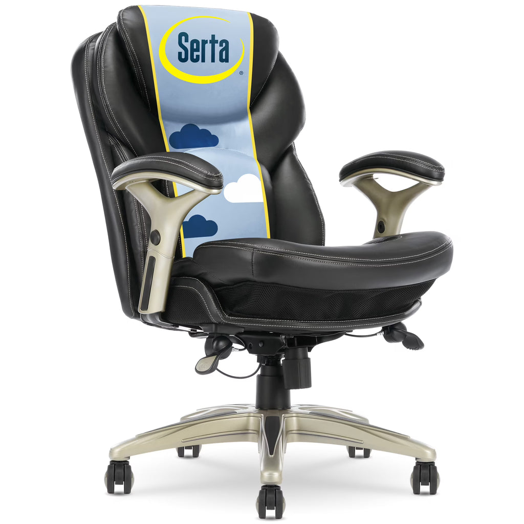 Serta Back in Motion Technology Fabric Executive Office Chair, Light Gray