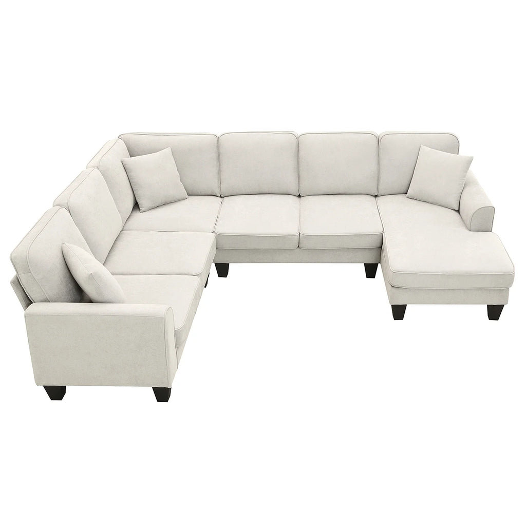 Harper & Bright Designs Modular Sectional Sofa with Ottoman Couch L Shape Corner Sofa Sets 7 Seats Fabric Couch for Living Room, Black, 112 * 87 inch