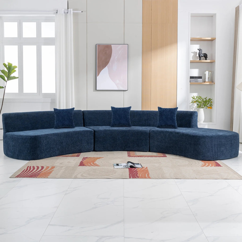 Harper & Bright Designs Modern Curved Floor Sofa Set, Modular Sectional Sponge Couch for Living Room, 2 PC Free Combination No Assembly Foam-Filled Sofa, Beige