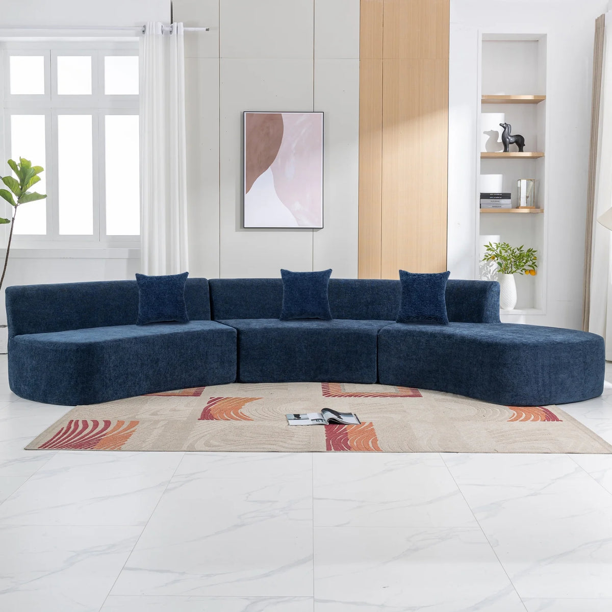 Harper & Bright Designs Modern Curved Floor Sofa Set, Modular Sectional Sponge Couch for Living Room, 2 PC Free Combination No Assembly Foam-Filled Sofa, Beige