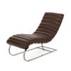 Zarae Modern Channel Stitch Chaise Lounge, Midnight Black and Silver