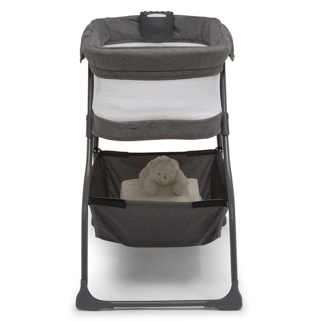 Delta Children TravelMate Compact Fold Bassinet - Features Lights. Sounds and Vibration. Grey Tweed