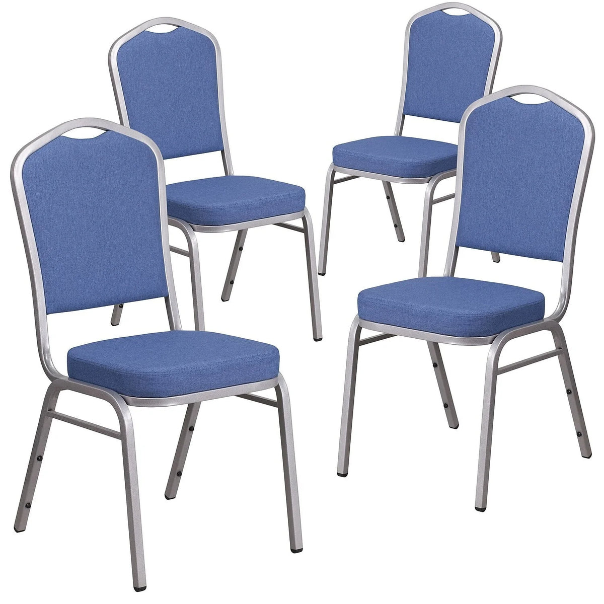 Flash Furniture 4 Pack HERCULES Series Crown Back Stacking Banquet Chair in Black Patterned Fabric - Gold Vein Frame