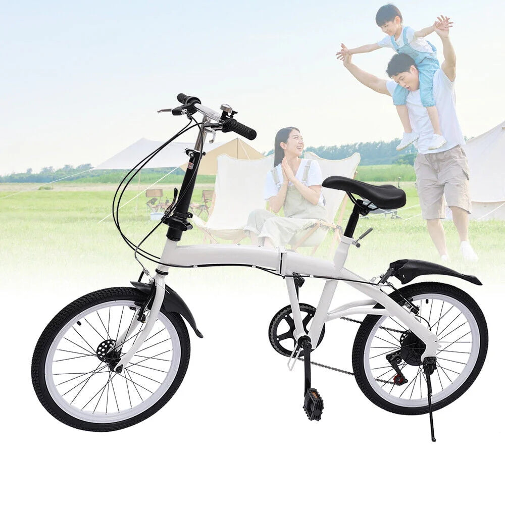 DENEST 20 Inch 7-Speed Bicycle Adult Road Bike Carbon Steel Folding Bike Double V-Brake