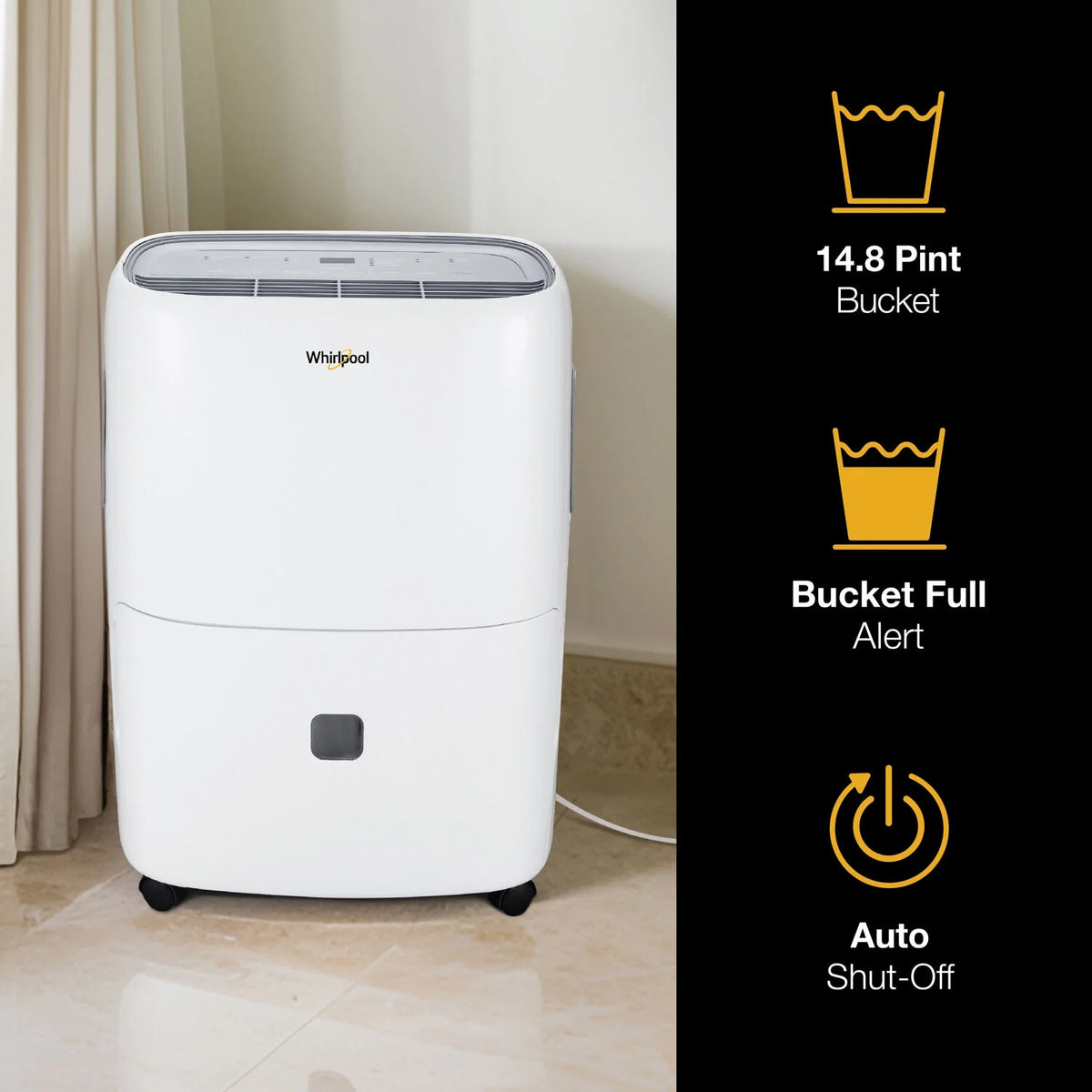 Whirlpool Energy Star 50-Pint 4500 Sq ft Humidity Absorber Dehumidifier, Bedroom, Basement, Garage, WHAD501DW