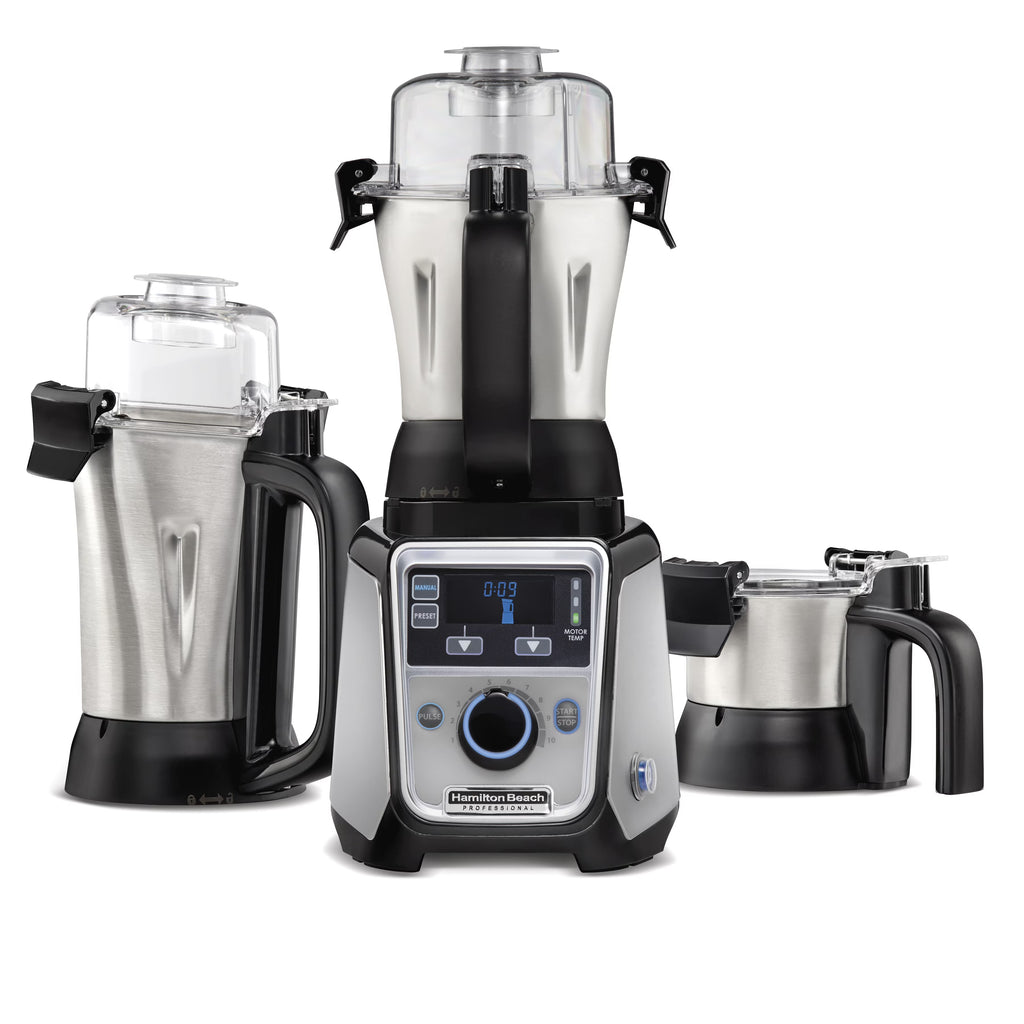 Hamilton Beach Professional 2.2 HP 120V Juicer Mixer Grinder with 3 Stainless Steel Jars, 1.5 Liters, Model 58770