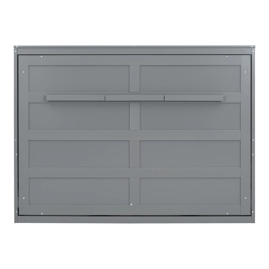 Harper & Bright Designs Full Size Murphy Bed Space-Saving Foldable Wooden Wall Bed with a Shelf for Guest Room Home Office, Gray