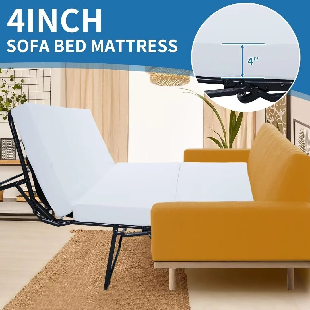 NAIZEA Foldable Sofa Bed Replacement Mattress Memory Foam 4 inch Pull Out Sofa Bed Mattress Twin Size for Convertible Folding Sofa & Couch Beds, Sofa Not Included