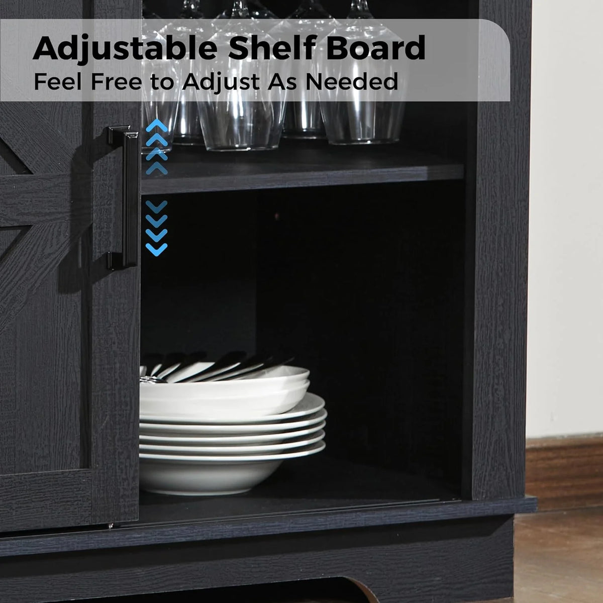 JINSEED Bar Cabinet with Drawer, Wine Bar Buffet Sideboard with Adjustable Storage, White