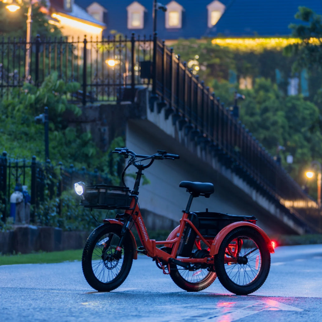 MOONCOOL TK1 Folding Electric Tricycle for Adults,48V 14.5Ah Removable battery, 500W��Peak 1000w��Motor, 20" Fat Tire Step-Thru 3Wheel Electric Bicycle w/Front&Rear Baskets, Certified to UL 2849 by SGS